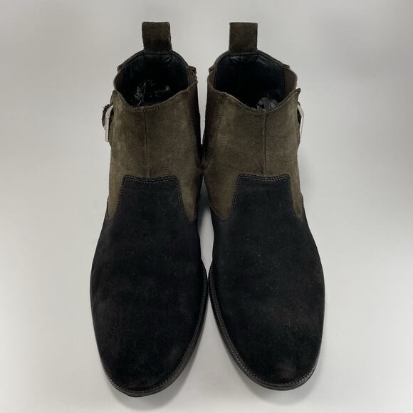 Bruno Magli Zipolo Two Tone Suede Pull On Ankle Boots Size Mens Size 9 M Buckle - Picture 10 of 11